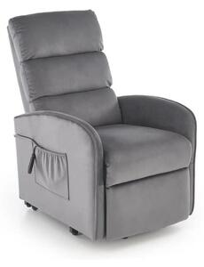 Fotoliu recliner MARONI, stofa catifelata gri - Bluvel 14, 62x92/165x1