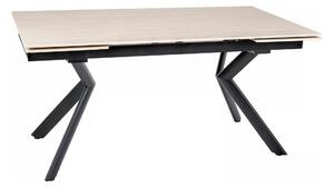 Masa extensibila NORTON, piatra travertin/negru, ceramica/metal, 160/2
