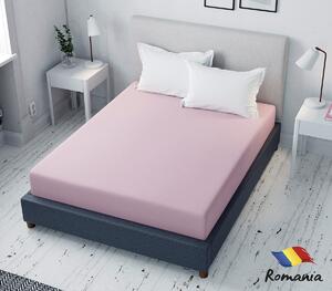 Cearceaf de pat roz cu elastic Evostar bumbac100% ranforce /90x200 cm dimensiune standard
