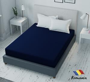 Cearceaf de pat bleumarin cu elastic Evostar bumbac100% ranforce /90x200 cm dimensiune standard