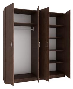 Dulap cu 4 usi cu bara haine si rafturi, H200 X L160 X A50cm, PAL 18mm, Culoare Wenge