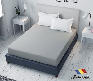 Cearceaf de pat gri cu elastic Evostar bumbac100% ranforce /90x200 cm dimensiune standard