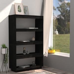 Bibliotecă/Separator cameră, negru 80x35x135 cm, lemn masiv pin