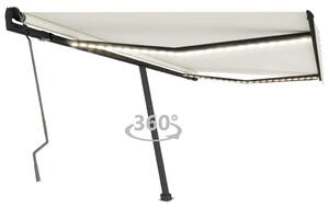 Copertină retractabilă manual cu LED, crem, 400x350 cm