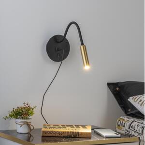 Lampă LED flexibilă de perete cu port USB Brilagi MAYA LED/3W/230V negru/auriu