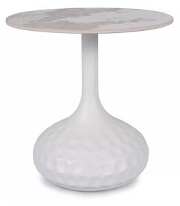 Masuta cafea SALO B, alb cu efect de marmura, ceramica/metal, 50x49 cm