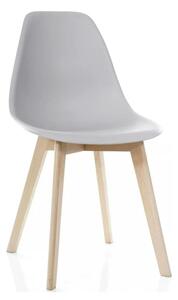 Scaun Moris, gri deschis/fag, plastic/lemn de fag, 46x37x81 cm