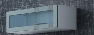 Vitrina VIGO 90, alb/gri, PAL/sticla, 90x32x35 cm