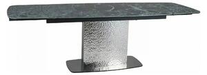 Masa extensibila MONCLER, verde/crom, sticla/ceramica/metal, 160/240x9