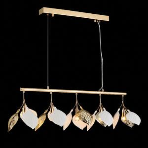 Lustra cu Frunze Ceramice Liniara, 5 Brate, Finisaj Gold - Bussy Lighting 7239-5P