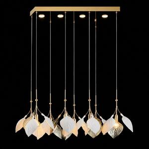 Lustra cu Frunze Ceramice Liniara, 8 Brate, Finisaj Gold - Bussy Lighting 7238-8+4P