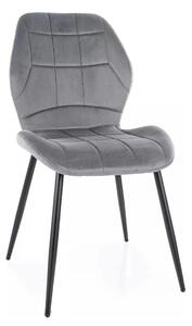 Scaun tapitat clasic JAKE, gri - Bluvel 14/negru, stofa catifelata/met