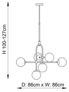 Endon 106661 - Lustră cu tijă ONTARIO, 6xE14/7W/230V, negru/negru fumuriu