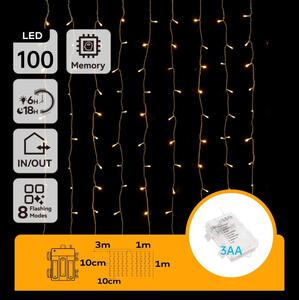 Instalație LED de Crăciun de exterior Aigostar 100xLED/8 funcții 3xAA 4x1m IP44 alb cald