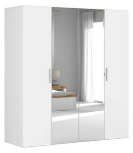 Dressing FLEX, alb, PAL, cu 4 usi si oglinda, 200x66x218 cm