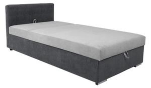 Pat RICO 110x200, stofa catifelata gri - Matricea 17, cu saltea, somie
