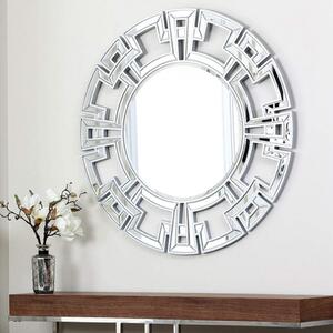 OGG11 - Oglinda rotunda 80 cm, pentru perete ornamentala dormitor, living - Argintie