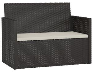 Bancă de grădină cu perne, negru, 105 cm, poliratan