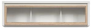 Vitrina suspendata KASPIAN, alb/stejar sonoma, PAL/sticla, 144x31x40 c