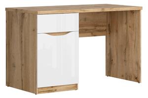Birou NUIS, stejar wotan/alb, PAL laminat, 120x60x76 cm