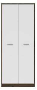 Dulap NEPO PLUS, alb/stejar, PAL laminat, cu 2 usi, 80x55x197 cm