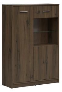 Vitrina NEPO PLUS, stejar nobil, PAL laminat/sticla, 90x34x132 cm
