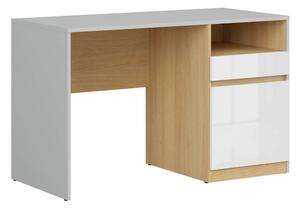 Birou NANDU, gri deschis/stejar, PAL laminat, 120x57x76 cm