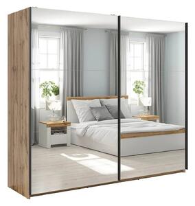 Dressing TETRIX, stejar wotan, PAL, cu 2 usi si oglinzi, 220x60x196 cm
