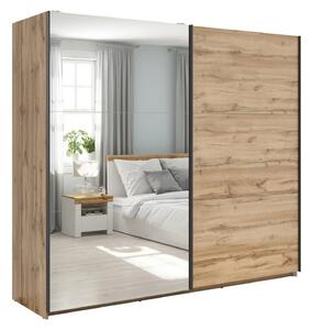 Dressing TETRIX, stejar wotan, PAL, cu 2 usi si oglinda, 220x60x196 cm