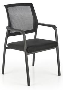 Scaun de conferinta Bergen, baza metal, sezut textil, spatar mesh, suporturi antiderapante, 58x60x90x46 cm, negru