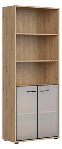 Vitrina SPACE OFFICE, stejar artisan/negru fumuriu, PAL laminat/sticla
