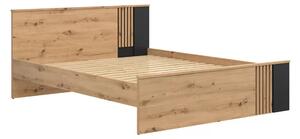 Cadru pat VABRES 160x200, stejar artisan/negru mat, PAL melaminat