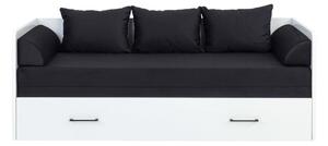 Pat TETRIX 80/160x200, alb/negru, PAL/stofa, cu saltea extensibila si