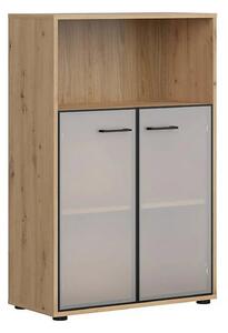 Vitrina SPACE OFFICE, stejar artisan/negru fumuriu, PAL laminat/sticla
