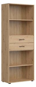 Biblioteca SPACE OFFICE, stejar artisan, PAL laminat, cu 2 sertare, 80