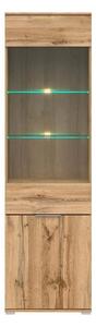 Vitrina ZELE, stejar wotan, PAL laminat, 56x41x195 cm