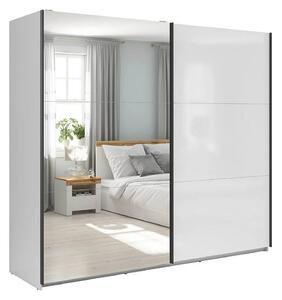 Dressing TETRIX, alb lucios, PAL, cu 2 usi si oglinda, 220x60x196 cm