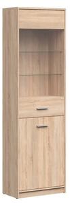 Vitrina NEPO PLUS, stejar sonoma, PAL laminat/sticla, 60x34x197 cm
