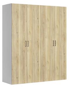 Dressing FLEX, alb/stejar, PAL, cu 4 usi, 200x66x240 cm