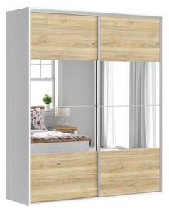 Dressing FLEX, alb/stejar, PAL, cu 2 usi, 200x66x240 cm