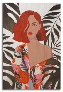 Tablou Lady Jungle -A-, Lemn Canvas, Multicolor, 120x80x2.8 cm