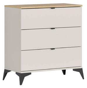 Comoda GLAMOUR, stejar/casmir, PAL, cu 3 sertare, 85x42x90 cm