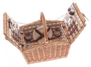 Coș de picnic din răchită pentru 2 persoane, 40 x28 x 25 cm, 3,5 kg