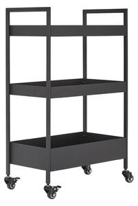 Carucior servire HELGE, negru, metal/plastic, 51x30x82 cm