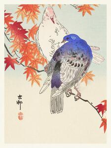Artă imprimată Two Pigeons (Japandi Vintage) - Ohara Koson, (30 x 40 cm)