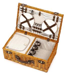 Coș de picnic pentru 4 persoane maro, 54 x 34 x 20 cm