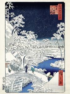 Podul Meguro Drum și dealul Sunset Reproducere, Utagawa Hiroshige, (30 x 40 cm)