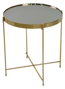 Masuta cafea LEONE, auriu, sticla/metal, 43x43x46 cm