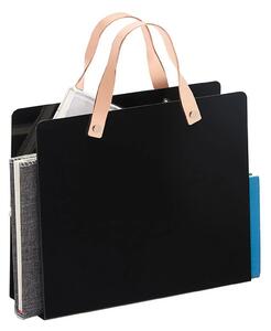 Suport ziare CLOE, negru, metal, 30x10x35 cm