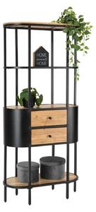 Etajera RAVIN, stejar/negru, metal/lemn, 78x36x172 cm